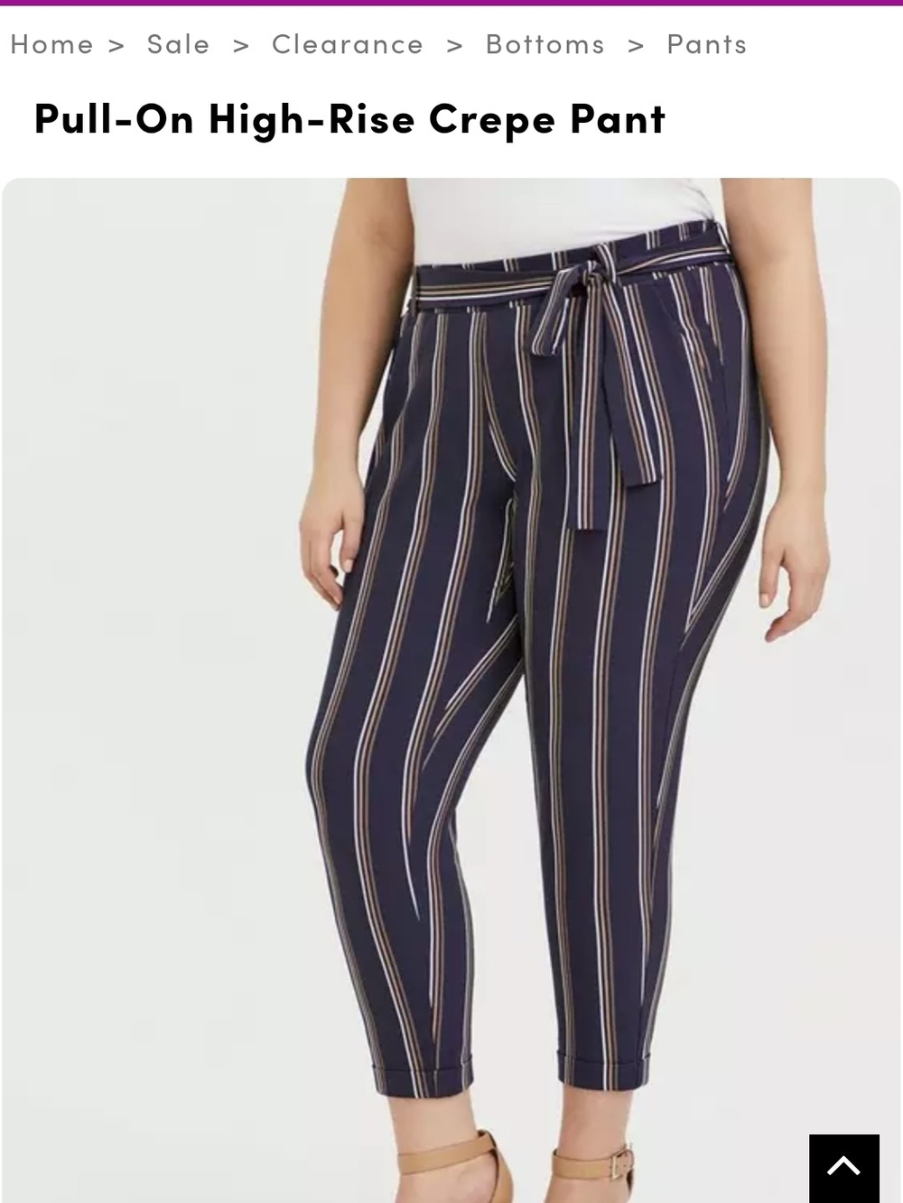 torrid Navy and White Striped Pull-On Ankle Pants - Picture 5 of 6